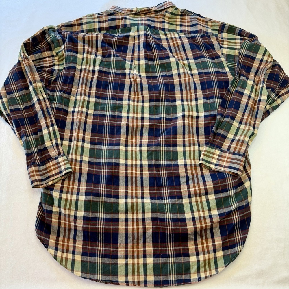 Ralph Lauren Plaid Long Sleeve Mens‎ L Lightweight Cotton Blue Green Preppy - Picture 3 of 6